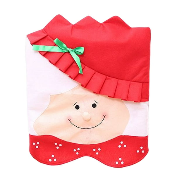 Bewildely Funda para silla de Navidad de dibujos animados, funda antideslizante para abuelo y abuela, bonita funda antimacassar para fiesta, Hotel, Bar, Kits de decoración para fiestas Abuela Bewildely HA070236-02B