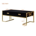 thumbnail image 3 of [Luckynote]Modern Black Rectangular Coffee Table with 4 Drawers and Gold Base in 47.3", 3 of 10
