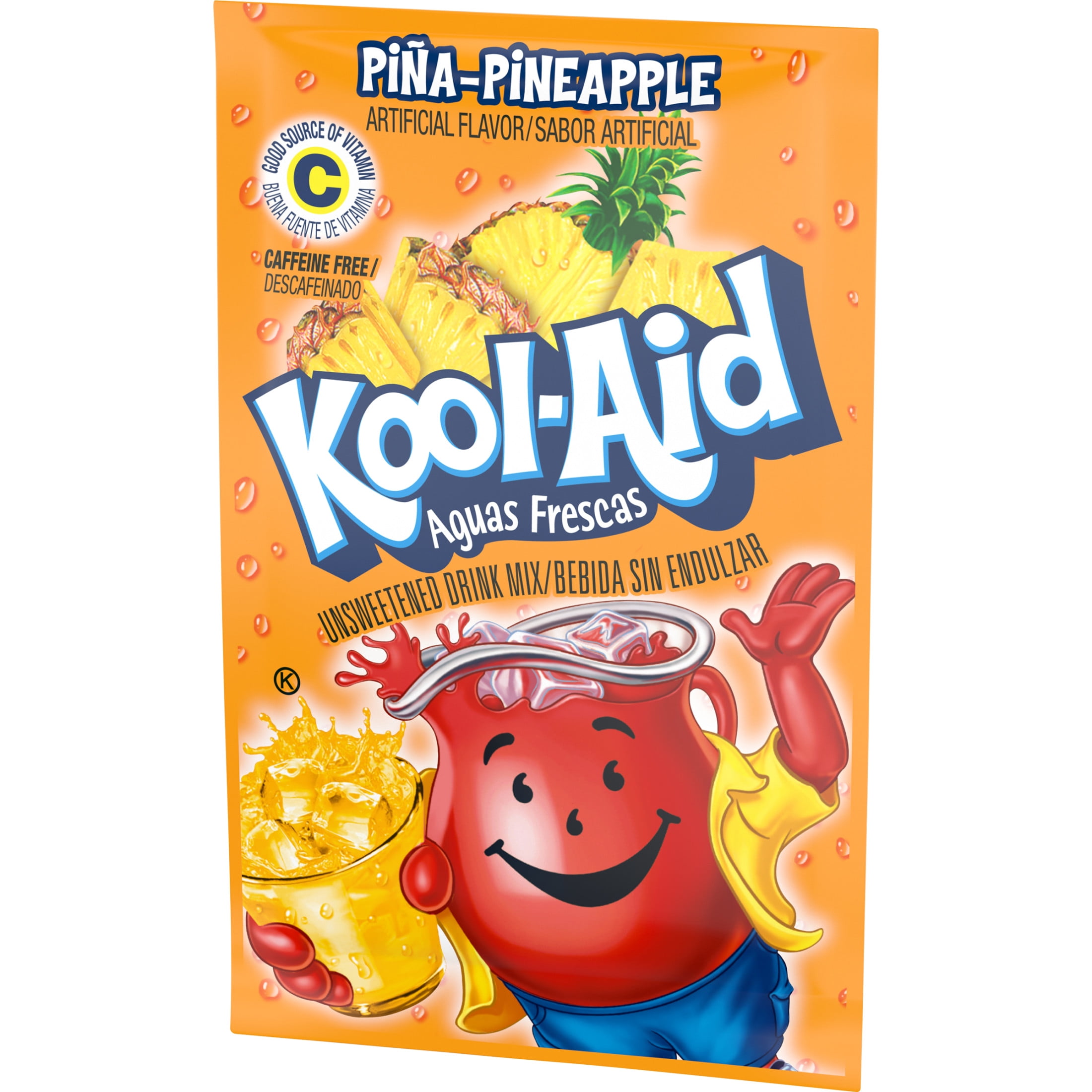 Kool-Aid Aguas Frescas Unsweetened Drink Mix, 1 Packet, for Flavorful Hydration and Shareable Refreshment, Pina-Pineapple Artificially Flavored, Good Source of Vitamin C, Caffeine Free, 0.14 oz
