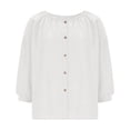 thumbnail image 3 of Besolor Womens Button down Shirts Summer Crew Neck 3/4 Sleeve Tops Cotton Linen Casual Loose Breathable Shirt Top, 3 of 7