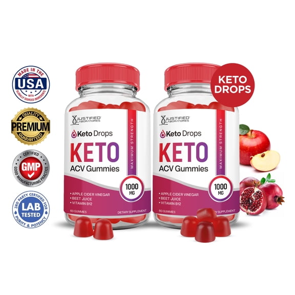(2 Pack) Keto Drops Keto ACV Gummies 1000MG Dietary Supplement 120 Gummys