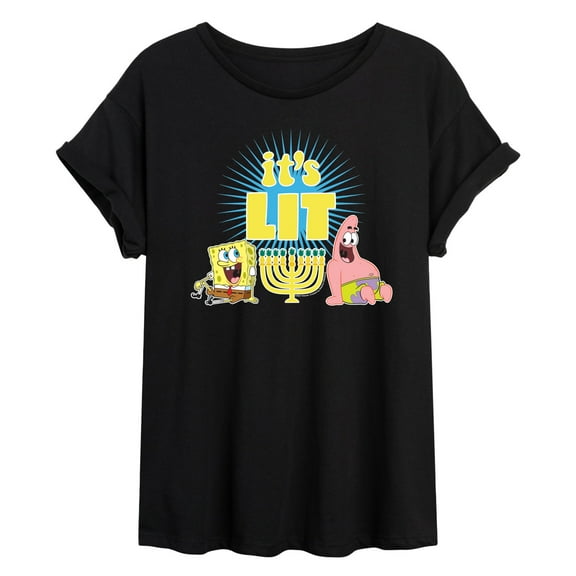 SpongeBob SquarePants - Its Lit Hanukkah - Juniors Ideal Flowy Muscle T-Shirt