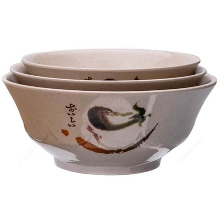 - M.V. Trading EP506K Pho Soup Bowl Melamine Plates with Eggplant Design Series, 24-Ounces, 7-Inches, Set of 4