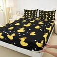 thumbnail image 3 of Manfei Cartoon Duck 4-Piece Full Size Sheets,Polka Dots Bed Sheets,Black Yellow Lightweight Sheet Sets,Animal Room Decorative, 3 of 7