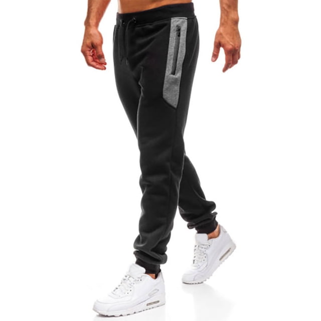 WEAIXIMIUNG Overalls Mens Denim Men's Solid Color Casual Sports Pants Zipper Pocket Color Matching Trousers