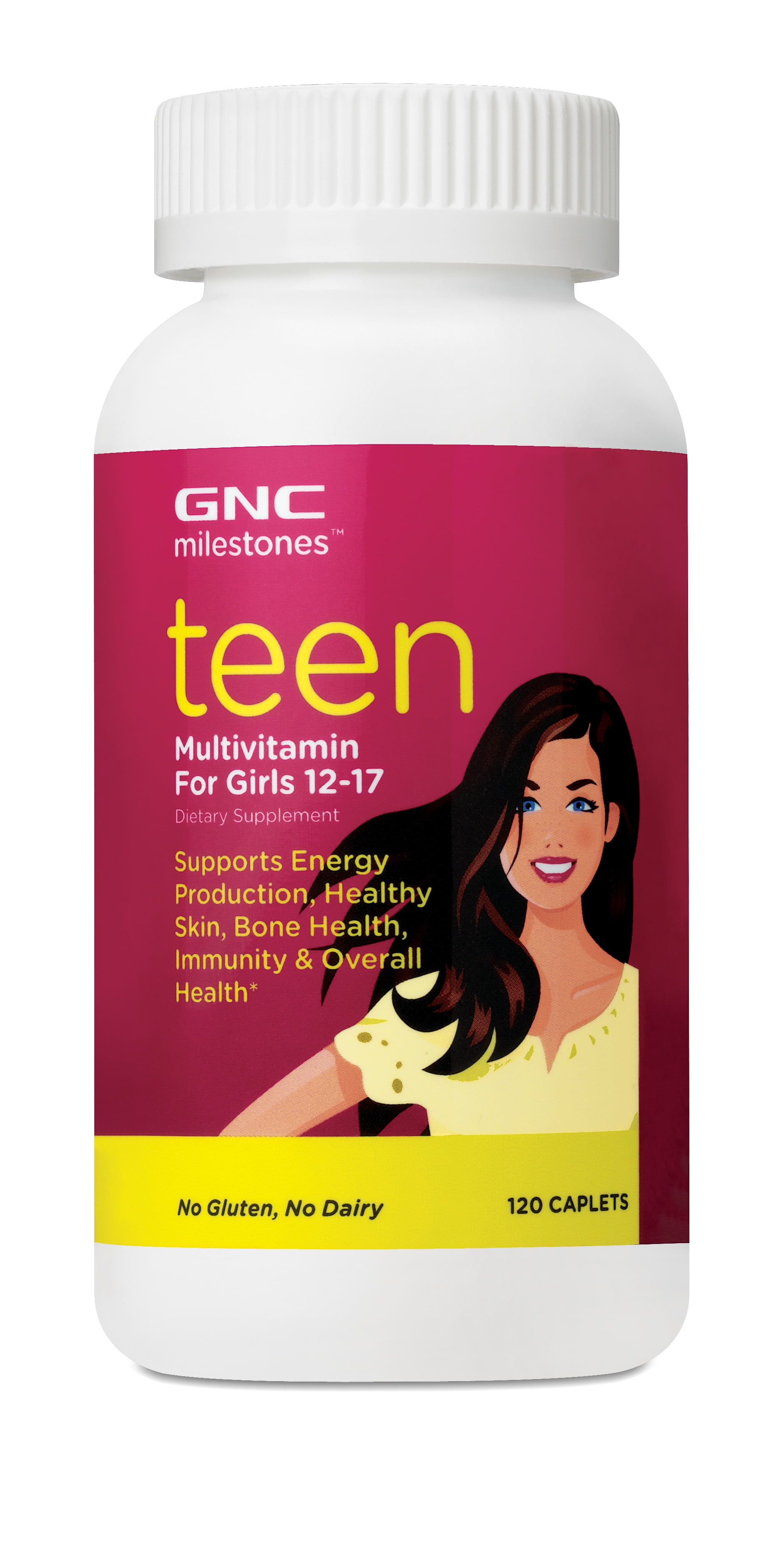 GNC Teen Girl Multivitamin, 120 Tablets, with Vitamin D3, Calcium