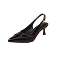 thumbnail image 2 of Miluxas Women's Slingback Kitten Heels Pointed Toe Buckle Bow Pumps High Heels Patent Leather Closed Toe Dress Wedding Party Work office Shoes Black 6(37), 2 of 9