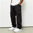 thumbnail image 2 of Nestiefly Cargo Sweatpants for Men Straight Wide Leg Baggy Pants High Rise Elastic Jogger Sweatpant Stretch Trouser with Pockets Z-Black XL, 2 of 9
