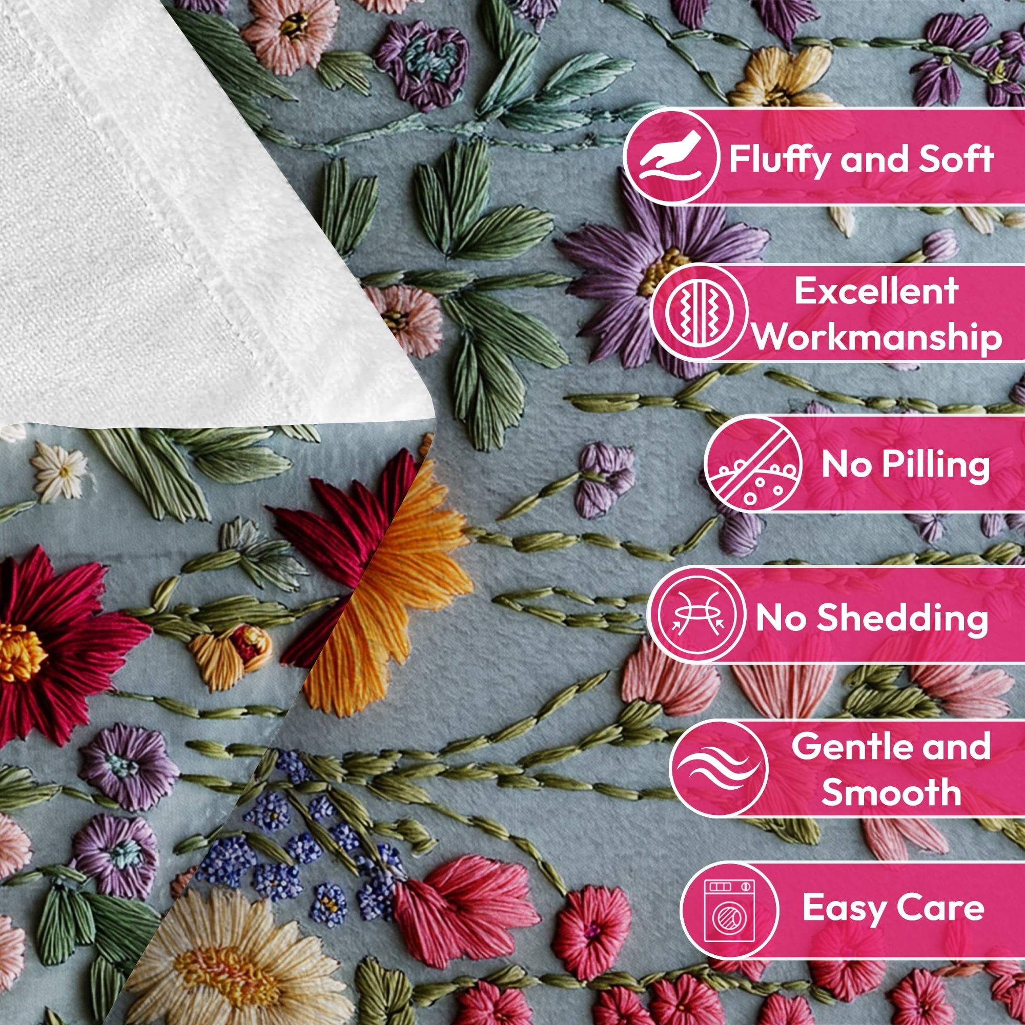 Flannel Fleece Throw Blanket, Soft Large Throw Blanket, Lightweight Cozy Plush Throw Blanket Fit Sofa Bed, 50"x60", Florals