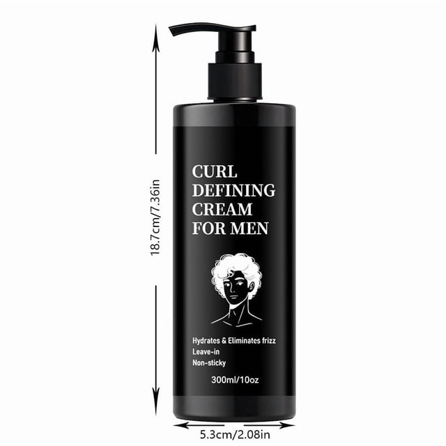 Crema definidora de rizos para hombres - Crema hidratante sin enjuague para peinar y controlar el frizz para cabello ondulado, rizado y grueso. Potenciador de rizos de larga duración. 300 ml. Crema de