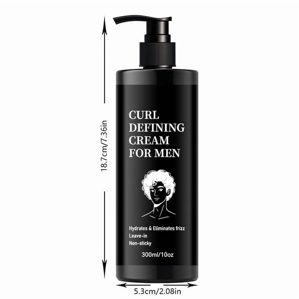 Crema definidora de rizos para hombres - Crema hidratante sin enjuague para peinar y controlar el frizz para cabello ondulado, rizado y grueso. Potenciador de rizos de larga duración. 300 ml. Crema de
