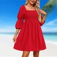 thumbnail image 1 of Vestidos Casuales Vestido de una línea de mujer Vestido de verano sin espalda con cuello cuadrado para cóctel (Rojo L) Ygjytge para Mujer Rojo T M, 1 of 7