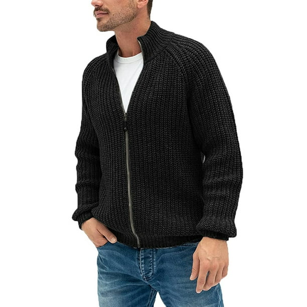 Capreze Mens Solid Color Sweaters Casual Open Front Cardigan Sweater Work Cardigans Long Sleeve