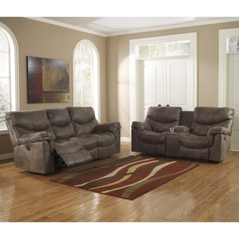 Ashley Furniture Alzena 2 Piece Reclining Sofa Set in Gunsmoke