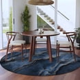 thumbnail image 3 of Round Rugs 5Ft, Navy Blue Round Area Rug Washable Indoor Throw Carpet, Luxury Abstract Modern Art Soft Non Slip Circle Rug for Cabinet Bathroom Home Decor Aesthetic, 3 of 8