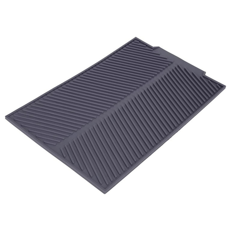 Rectangle Silicone Drain Mat Drying Dishes Pad Heat Resistant Slip Proof  Tray(grey)