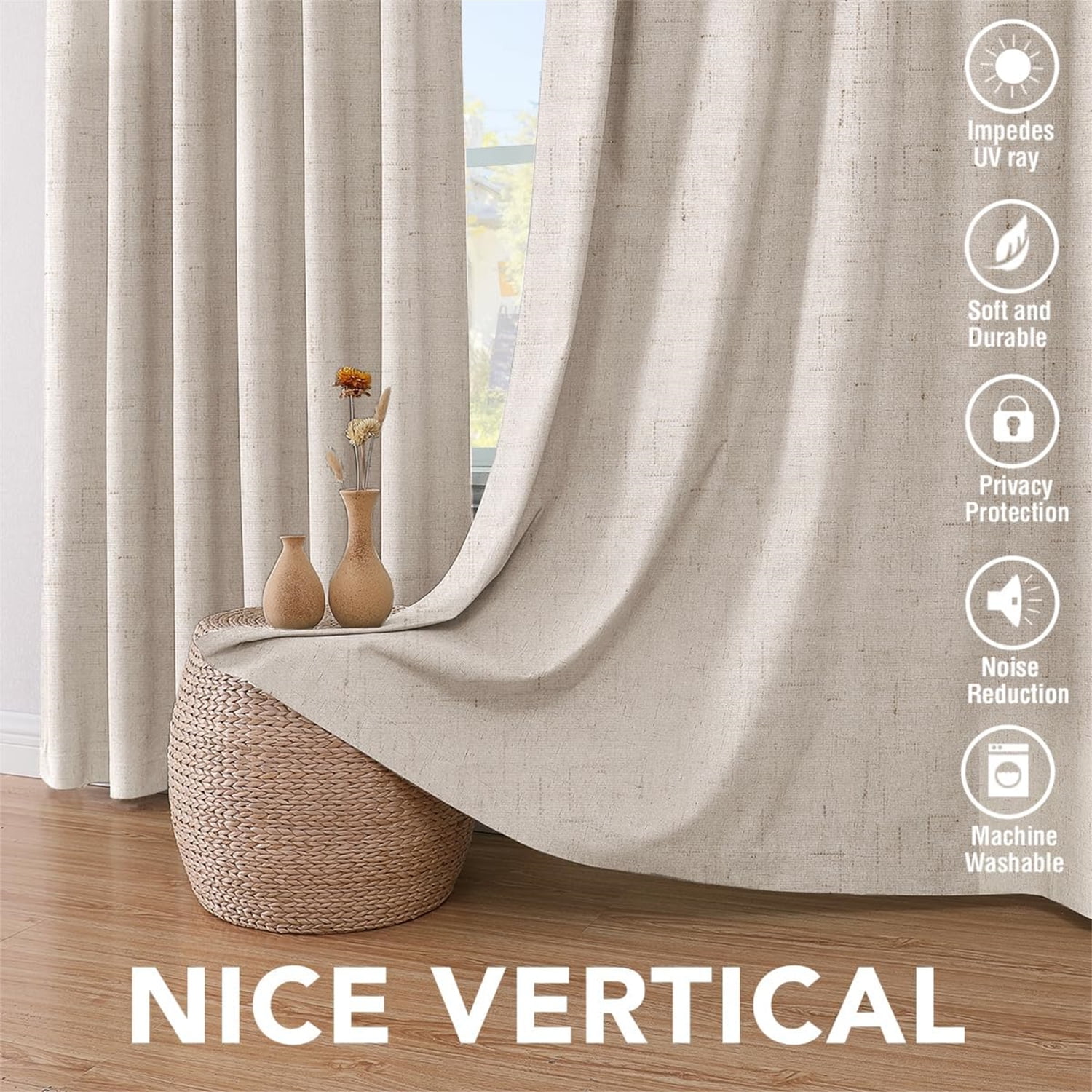 100% Blackout Curtains for Bedroom Full Light Blocking Curtains, Textured Window Curtain for Living Room 84 inch Grommet
