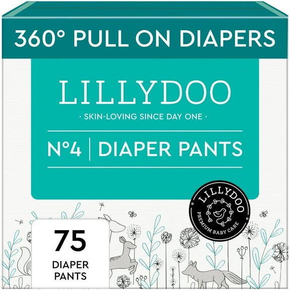 LILLYDOO Diaper Pants Skinfriendly Size 4 (20 - 32 lbs), 75 Count (Select for More Options)