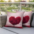thumbnail image 4 of Valentine's Day Pillow Covers 2 Pack Romantic Spring Red Maple Leaf Love Heart Tree Dark Pink Pillowcase Waterproof Outdoor Throw Pillow Cover for Patio Garden Square Cushion 20”x20”, 4 of 9