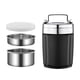 thumbnail image 2 of Fiambrera de acero inoxidable, contenedor de almuerzo, caja Bento de 2 compartimentos de acero inoxidable 304 de gran capacidad de 1,9 L para Picnic negro, 2 of 8