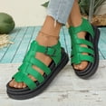 thumbnail image 4 of Rokment Women's Platform Gladiator Sandals Retro Roman Buckles Leather Fisherman Chunky Dress Flats Comfortable Walking Summer Shoes Beach Green Size 8, 4 of 8