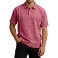 thumbnail image 2 of Hogleaql Men's Polo T-Shirts Big & Tall Muscle Trendy Short Sleeve Gym Collared T-Shirt Button Casual Summer Lightweight Solid Color Tops Watermelon Red S, 2 of 4