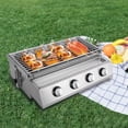 thumbnail image 5 of Gas BBQ Grill 4 Burner Barbecue Shish Kabob Stainless Steel Outdoor Camp Picnic for Camping, Gatherings, 5 of 20