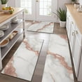 thumbnail image 2 of White Marble Rose Gold Line Pattern Kitchen Rugs Sets Of 3,Kitchen Runner Rugs Non Skid Washable,Decorative Kitchen Floor Mats for Kitchen,Sink,Laundry,17"x30"+ 17"x47" + 17"x59", 2 of 6