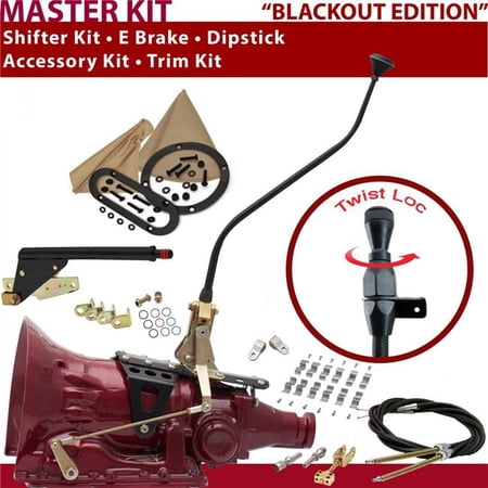 American Shifter AOD Shifter Kit Black 23 in. Swan E Brake Cable Clamp Clevis Trim Kit Dipstick for DE30E