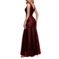 thumbnail image 4 of ROMANCE VICTORY Women's Sexy V-Neck Sleeveless Shinning Sequins Tulle Evening Mermaid Bridesmaid Cocktail Prom Dress, 4 of 11