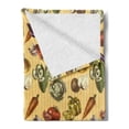 thumbnail image 2 of Colorful Soft Flannel Fleece Throw Blanket, Sketchy Hand Drawn Style Image of Vegetables Fruits with Striped Coral Backdrop, Cozy Plush for Indoor and Outdoor Use, 50" x 70", Multicolor, by Ambesonne, 2 of 5