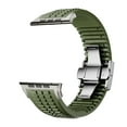 thumbnail image 5 of Silicone Watch Band Compatible with Apple Watch 42(Series 1/2/3)/44/45/46/49mm, Stainless Steel Silver Color Metal Folding Clasp, for iWatch Series 10 9 8 7 6 5 4 3 2 1 SE Ultra, Green, 5 of 7