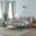 thumbnail image 3 of Yoneston Heavy Duty Queen Size Platform Bed Frame with Vintage Scroll Headboard & Footboard, Black, 3 of 12