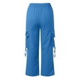 thumbnail image 4 of SJLDQY Girls Cargo Pants Casual Elastic Waist Drawstring Baggy Pants for Girls Solid Color Wide Leg Trousers with Pockets, 4 of 9