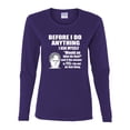 thumbnail image 2 of Wild Bobby, Office Dwight Quote Before I Do Anything, Pop Culture, Women Graphic Long Sleeve Tee, Purple, Large, 2 of 4