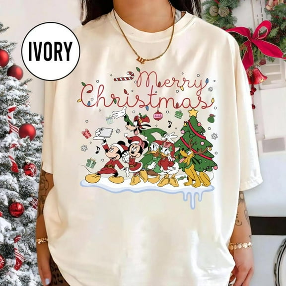 Retro Mickey & Friends Santa Disney Christmas Shirt, Mickey's Very Merry Christmas Party 2025 Tee, Comfort Colors Disneyland Holiday Family T-Shirt