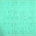 thumbnail image 1 of Ahgly Company Machine Washable Indoor Square Abstract Turquoise Blue Contemporary Area Rugs, 5' Square, 1 of 4