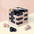thumbnail image 2 of Cubo de rompecabezas de madera: Cool Gadgets para escritorio, rompecabezas de bloques y rompecabezas de cubos para adultos y adolescentes - 54 piezas en forma de T, 2 of 5
