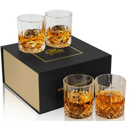 KANARS Old Fashioned Whiskey Glasses with Luxury Box - 10 Oz  Set of 4