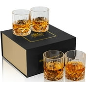KANARS Old Fashioned Whiskey Glasses - 10 oz Rocks Glassware for Scotch, Bourbon, Liquor - Set of 4