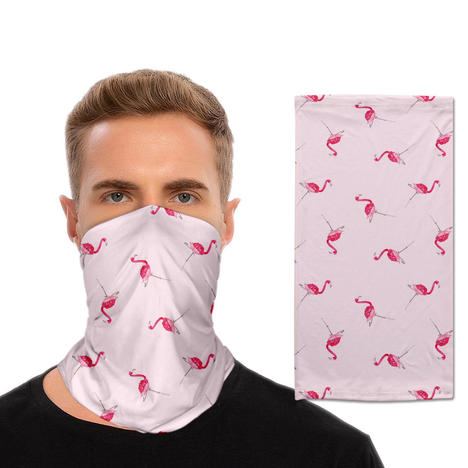 Christmas Flamingo Microfiber Neck Warmer Balaclavas Soft Fleece Headwear Face Scarf Mask for Winter