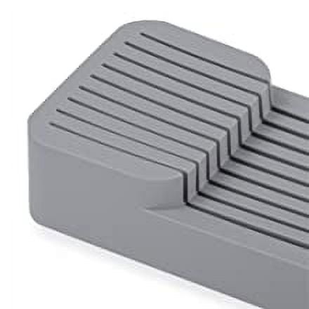 Bandeja organizadora para cajones de cocina, soporte para cuchillos en cajón, organizador de bloques, almacenamiento de cocina, gris