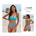 thumbnail image 4 of Rush Women Two Piece High Waisted Bikini Set Swimsuits Push Up Halter Tummy Control Bottoms Bathing Suits,M S2549, 4 of 5