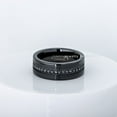 thumbnail image 3 of Jewelry Avalanche Mens Black Tungsten Eternity Wedding Ring, Pipe Cut, Black CZ Accent, 8mm Anniversary Band, 3 of 6