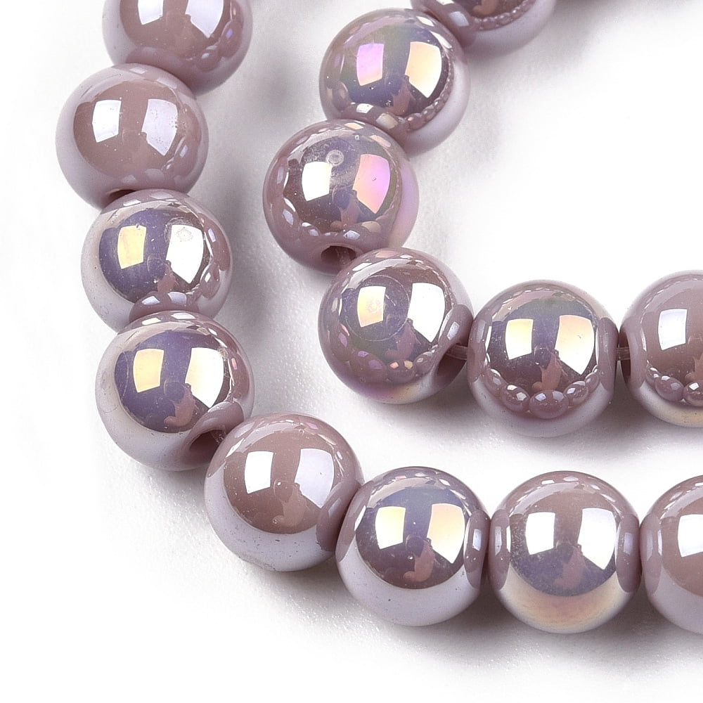 20Strand Electroplate Opaque Glass Beads Strands AB Color Plated Round Rosy Brown 6~6.5mm Hole: 1.4mm about 67~70pcs/strand 14.76 inch~15.16 inch(37.5~38.5cm)