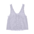 thumbnail image 5 of WRKEKC Cami Tank Tops for Women V-Neck Lace Trim Button Front Linen Sleeveless Top with Tie Detail and Loose Boho Style for Summer, 5 of 6