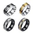thumbnail image 3 of Ruiboury Fashionable And Vintage Titanium Steel Dragon Pattern Ring Metal Dragon Pattern Rings Sturdy And Durable Unisex Black+ silver 1Set, 3 of 6