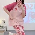 thumbnail image 3 of Disney-Conjunto de pijama de oso de fresa para mujer, Top de manga corta y pantalones cortos, ropa de dormir, talla grande 4XL, 3 of 3