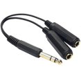 thumbnail image 1 of JUNSUNMAY 6.35mm 1/4 inch Male to Dual Female Stereo Audio Jack Adapter Cable, Length: 20cm 6.35mm M to 2 x F 20cm, 1 of 4