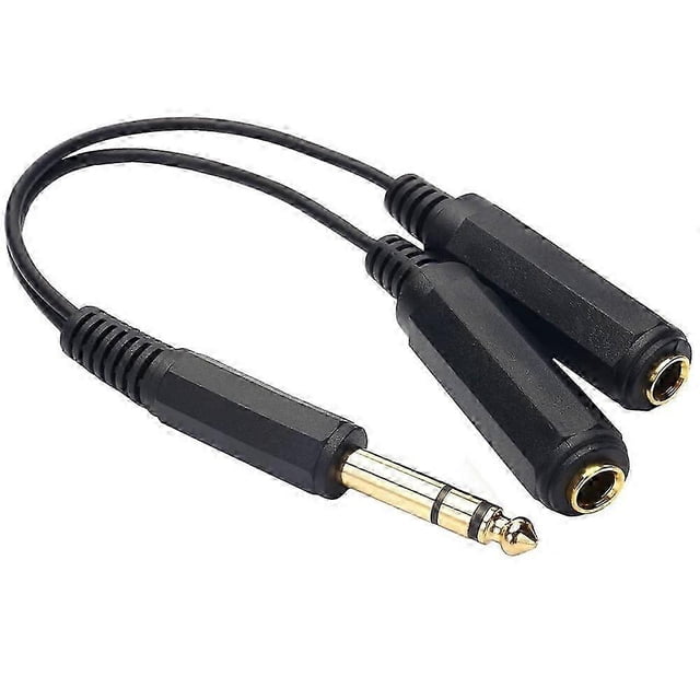 JUNSUNMAY 6.35mm 1/4 inch Male to Dual Female Stereo Audio Jack Adapter Cable, Length: 20cm 6.35mm M to 2 x F 20cm